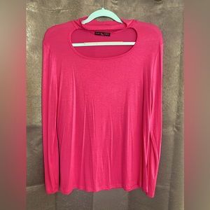 Kim & Cami Peek-a-Boo Cutout Jersey Top